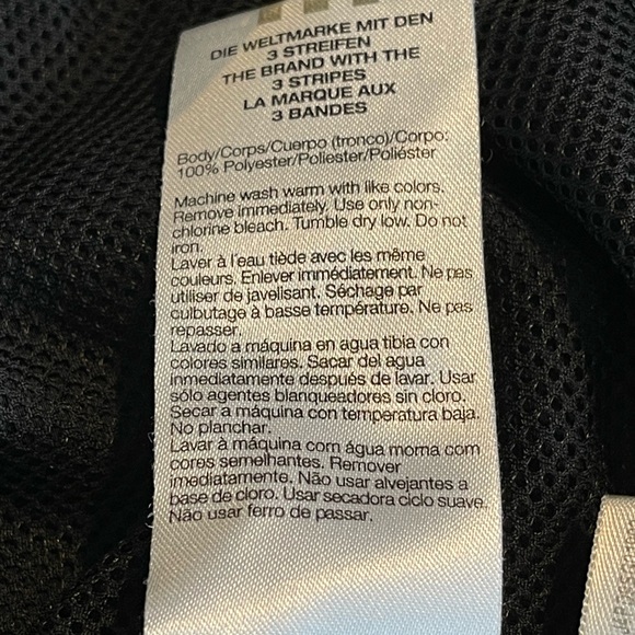 Adidas black with white Stripes lightweight full zipper wind Jacket. Size Large - Picture 3 of 6